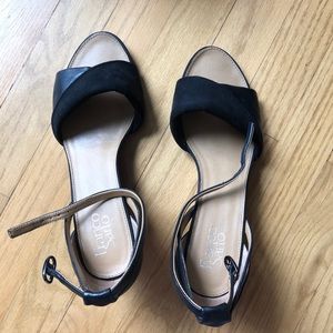 Franco Sarto black wedge heel sandal